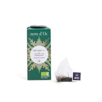 Lot 15 infusettes thé vert gingembre bio 30 g Terre d’Oc