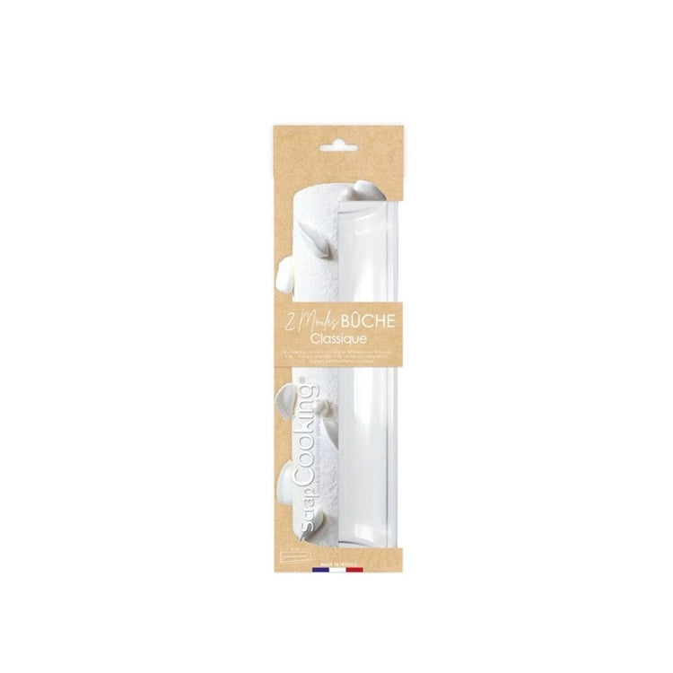 Lot de 2 moules à bûche semi-rigides en plastique alimentaire 30 cm transparents Scrapcooking
