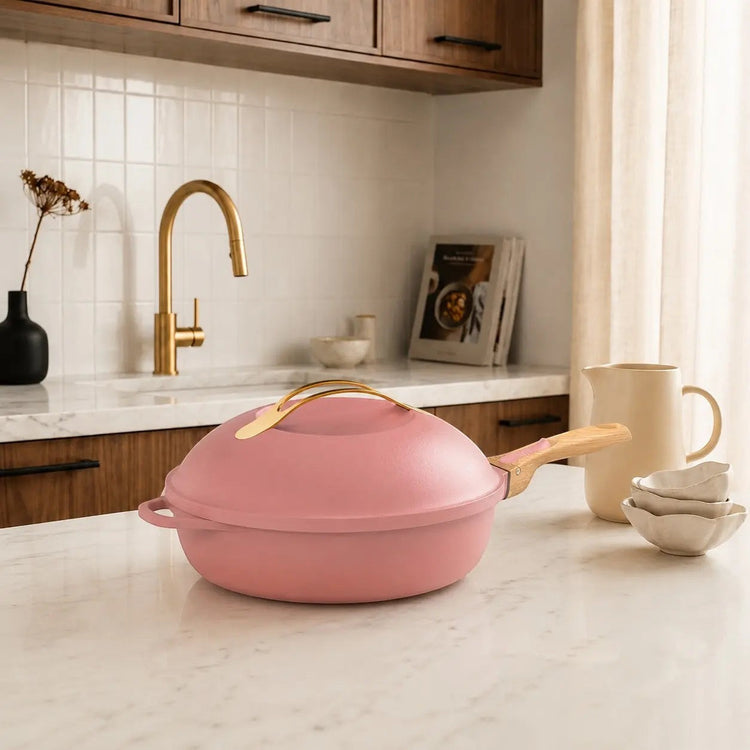 Poêle à tout faire en métal 28 cm rose La Fabuleuse Cookut