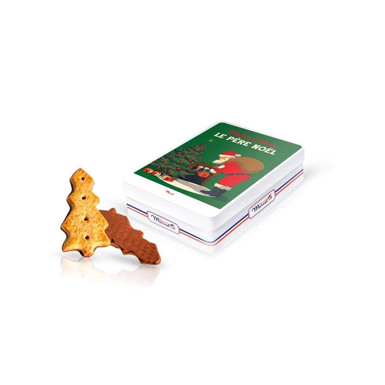 Boîte métal biscuits speculoos sapin chocolat père Noël Sacré Marcel Maxim’s Sapp