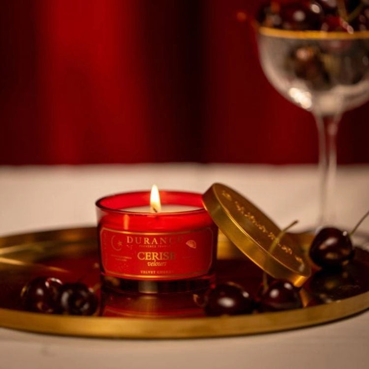 Bougie parfumée couvercle doré 90 g Cerise velours Durance