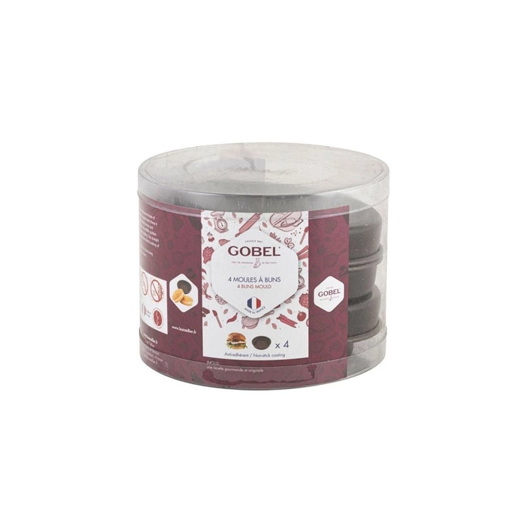 Boîte de 4 moules à pains burger acier antiadhésif 10 cm Gobel