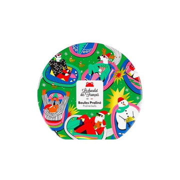 Coffret métal 9 boules pralinées chocolat au lait cœur praliné noisette 113 g Le Chocolat des Français