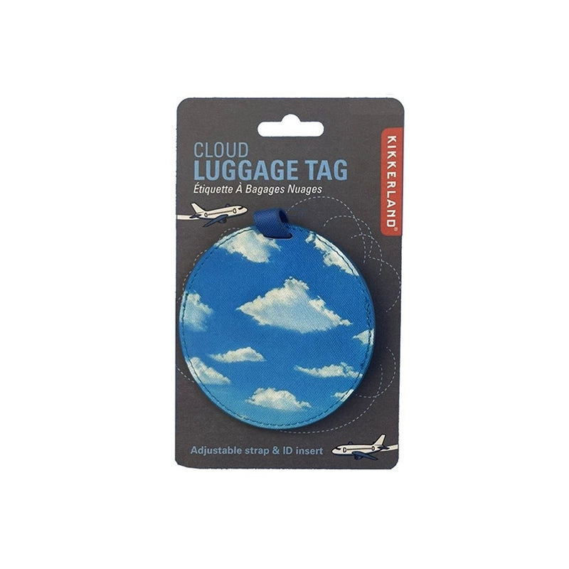 Étiquette à bagage bleu avec des nuage de 8.9cm Kikkerland