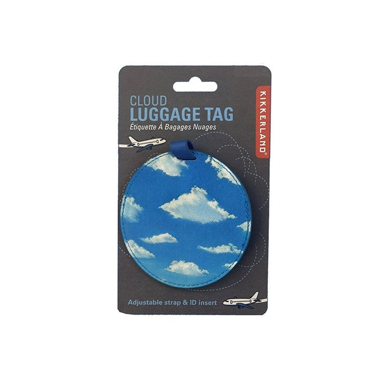 Étiquette à bagage bleu avec des nuage de 8.9cm Kikkerland