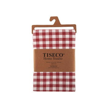Nappe en coton rouge de 150x150cm Gingham Tiseco