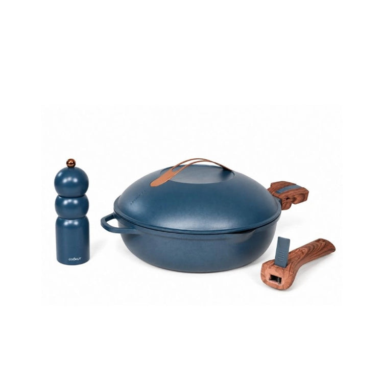 Coffret Poêle La Fabuleuse 24cm antiadhésive céramique poignée amovible myrtille Cookut