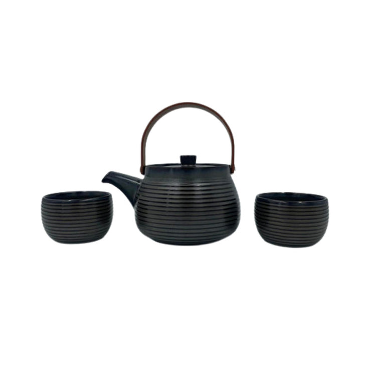 Théière et tasses de thé en céramique noir Du Bruit dans la Cuisine
