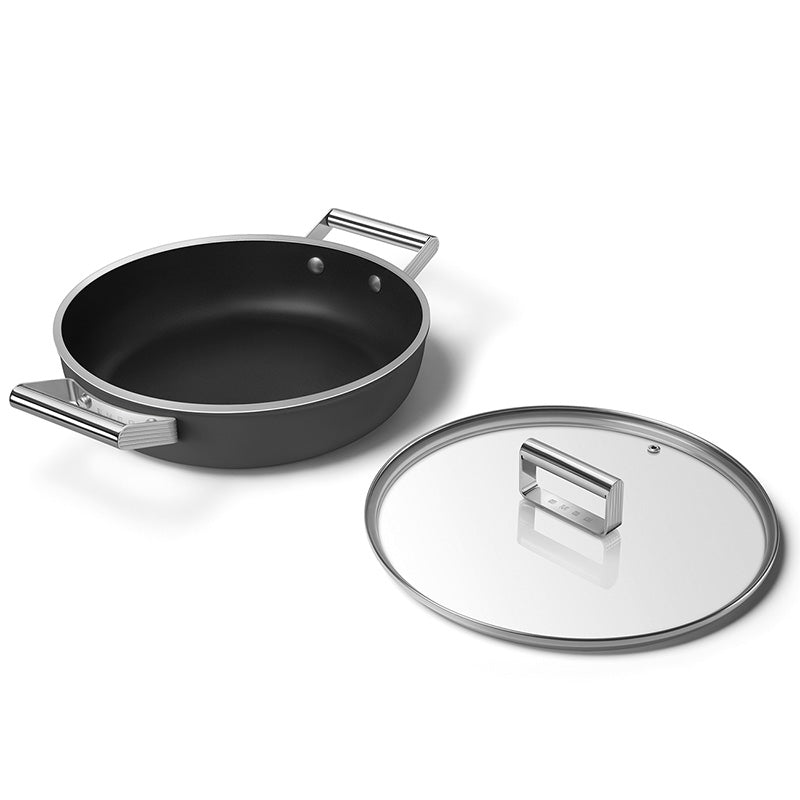 Sauteuse 28 cm avec couvercle Noir Mat Années 50 Smeg