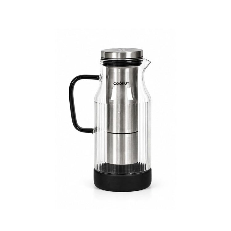 Carafe filtrante verre et inox 1,3 L Noir Akua Cookut
