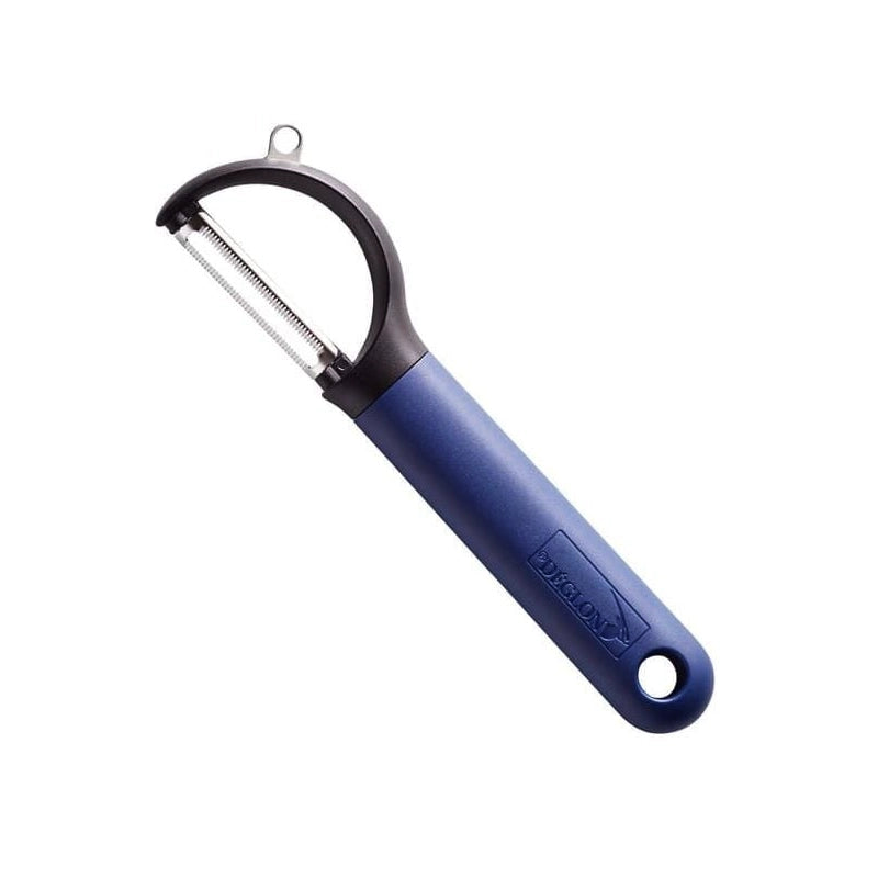 Éplucheur double-lame micro-crantée en acier inoxydable de 5 cm bleu Deglon