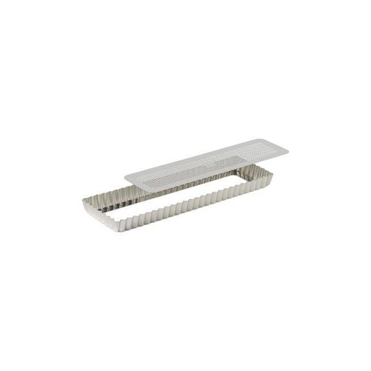 Moule à tarte perforé fer blanc fond amovible 35x11 cm Gris Tellier Gobel & Cie