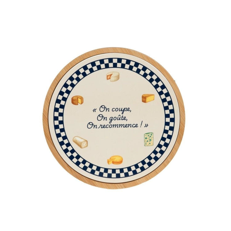 Plateau tournant à fromage rond imitation bois 27 cm Bleu Table Passion