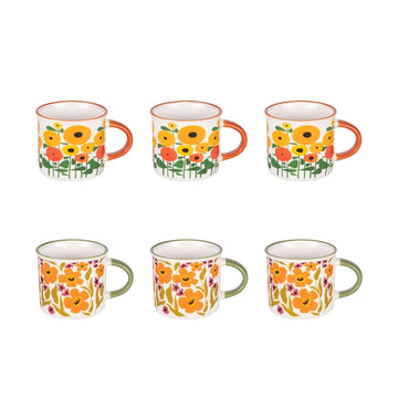 Coffret de 6 tasses jaune en porcelaine 14cl Bloom her Table Passion