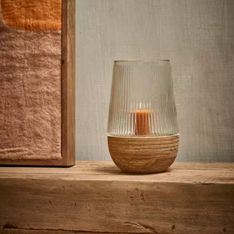 Vase ou photophore en bois de manguier 14 cm Arbre Pomax