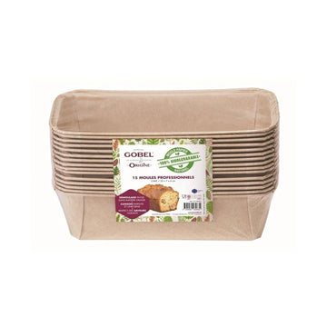Set de 15 moules à cake papier naturel biodégradable 23,3x11x6,5 cm Beige Gobel