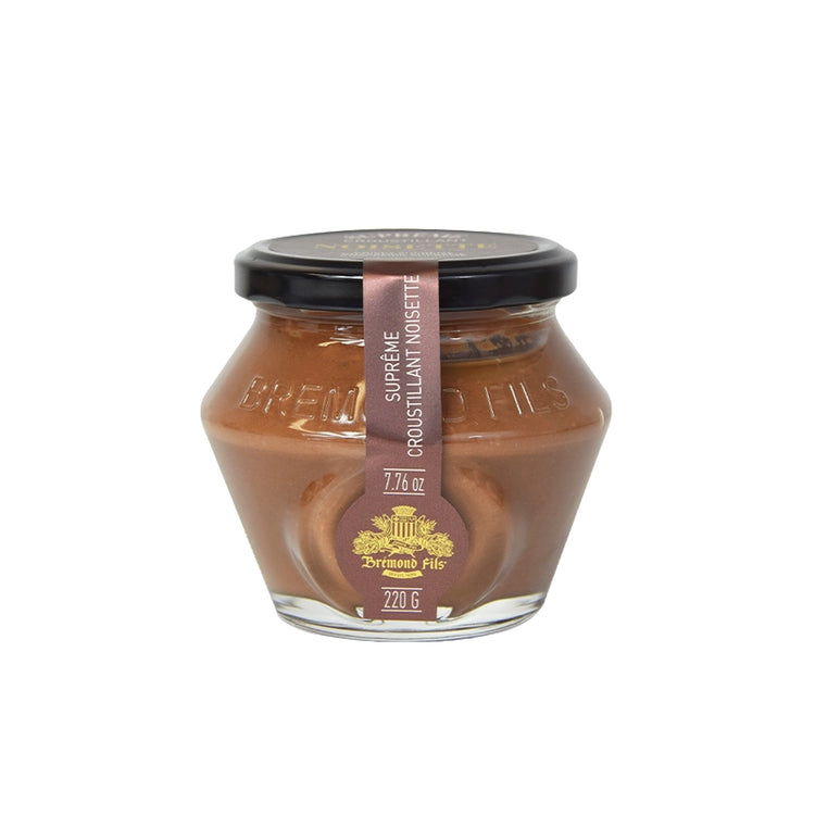 Suprême croustillant chocolat au lait noisette crêpes dentelle Maison Brémond 1830