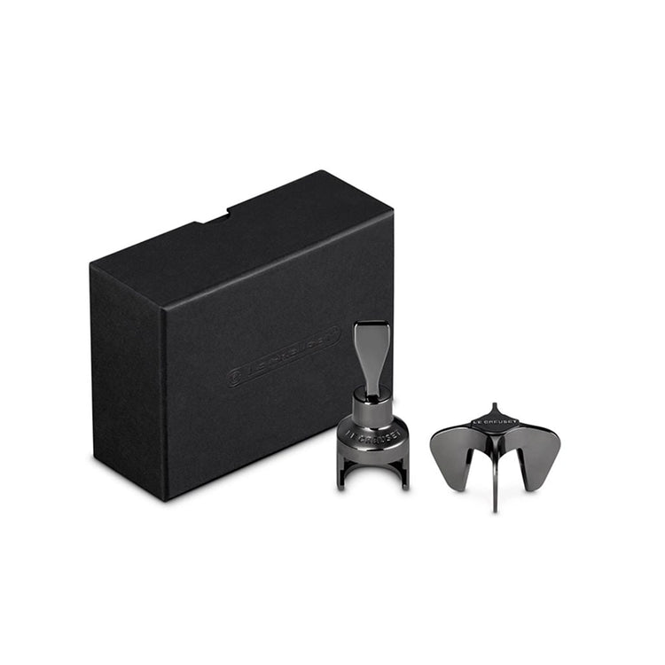 Coffret à vins 2 pièces en acier inoxydable noir Le Creuset