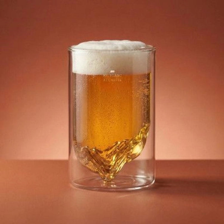 Verre double paroi borosilicate soufflé à la main 330 ml Blanc Topo Mont Blanc Alaskan Maker