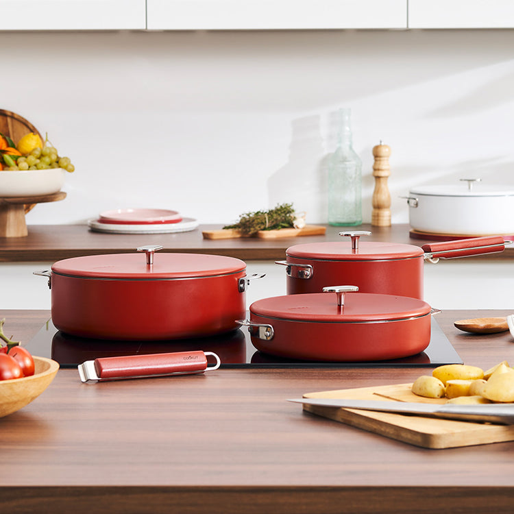 Poêle en inox 28 cm rouge La Merveilleuse Cookut