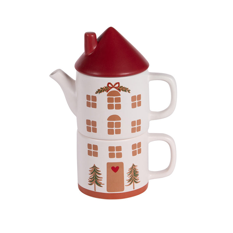 Mug et théière cheminée en céramique 55 cl Table Passion