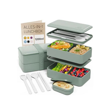Bento 2 niveaux étanche sans BPA 1,2 L Vert nature Original Umami