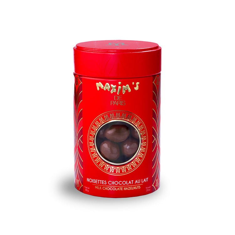 Boîte métal noisettes chocolat lait Maxim's