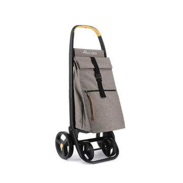 Chariot de course pliable à 4 roues beige marron 8 Plus Ecopep Rolser