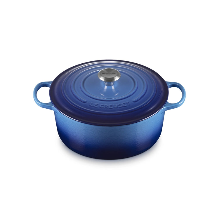 Cocotte ronde fonte émaillée de 28 cm azur Le Creuset