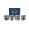 Coffret 4 tasses à soba Mashiko porcelaine 170ml bleu Tokyo Design