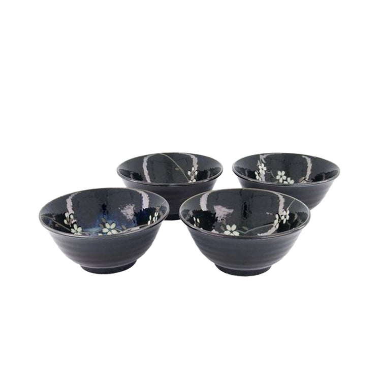 Coffret de 4 bols Sakura en porcelaine 500ml bleu et blanc Tokyo Design