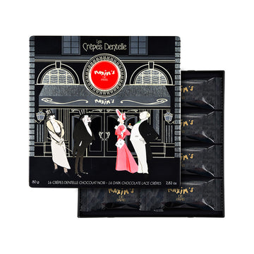 Coffret métal 16 crêpes dentelle chocolat noir Maxim's