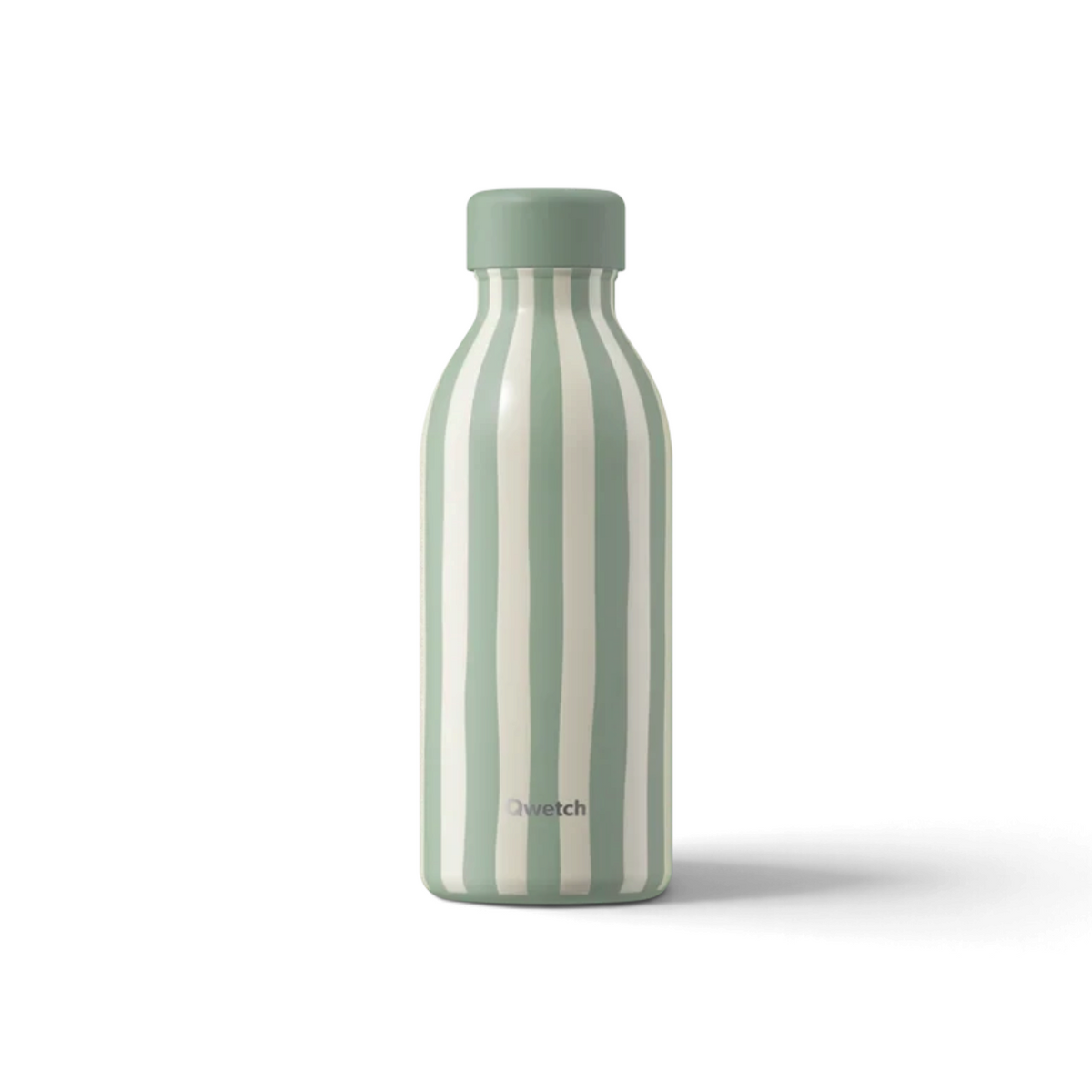 Bouteille isotherme Qwetch Icon Allure 500mL couleur tilleul à rayures verticales chez Du Bruit dans la Cuisine