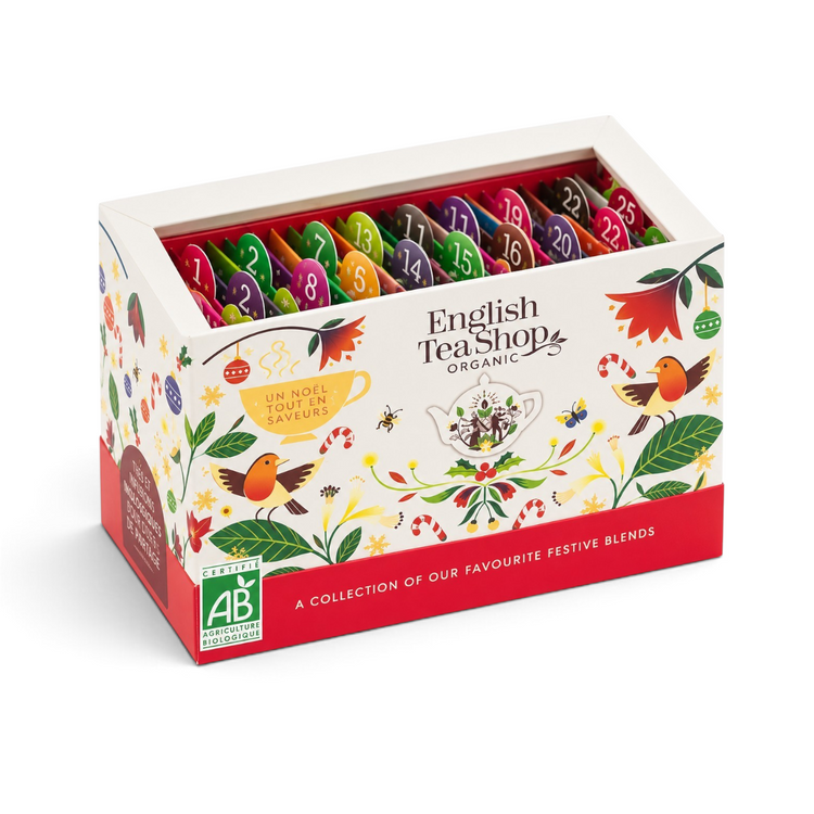 Calendrier de l'Avent bio English Tea Shop vendu par Du Bruit dans la Cuisine avec 25 sachets de thés et infusions