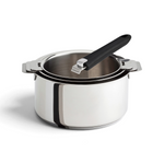 Set de 3 casseroles en inox brillant Mutine de Du Bruit dans la Cuisine avec poignée amovible noire empilables