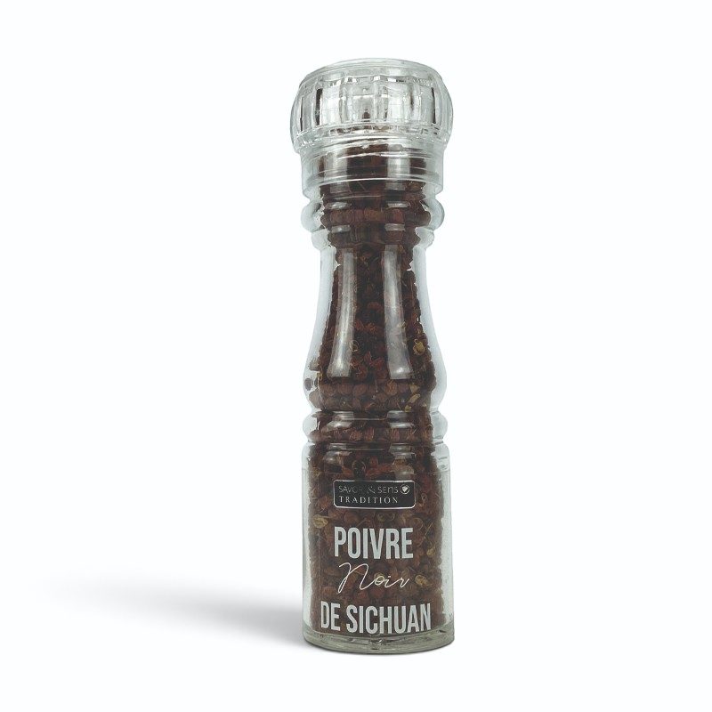 Moulin à poivre de sichuan Du Bruit dans la Cuisine en verre transparent rempli de grains de poivre chinois