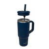 Mug isotherme Du Bruit dans la Cuisine Qwetch bleu marine 900ml en inox avec paille et couvercle amovible