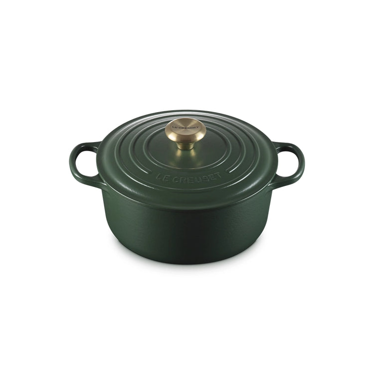 Cocotte ronde en fonte émaillée de 24 cm forêt Signature Le Creuset