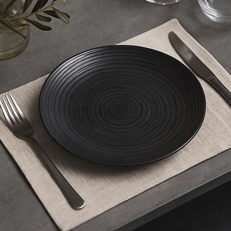 Service de vaisselle 18 pièces grès mat texturé Noir Black Sand Table Passion