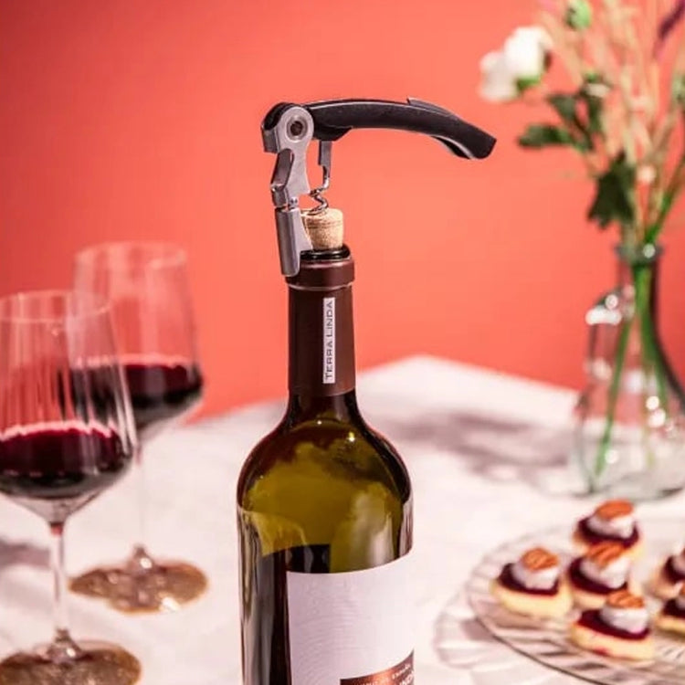 Tire-bouchon sommelier 3-en-1 2 crans avec coupe-feuille et décapsuleur 12,5 cm noir VACU VIN