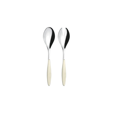 Couverts à salade en acier inoxydable de 25 cm crème Feeling Guzzini
