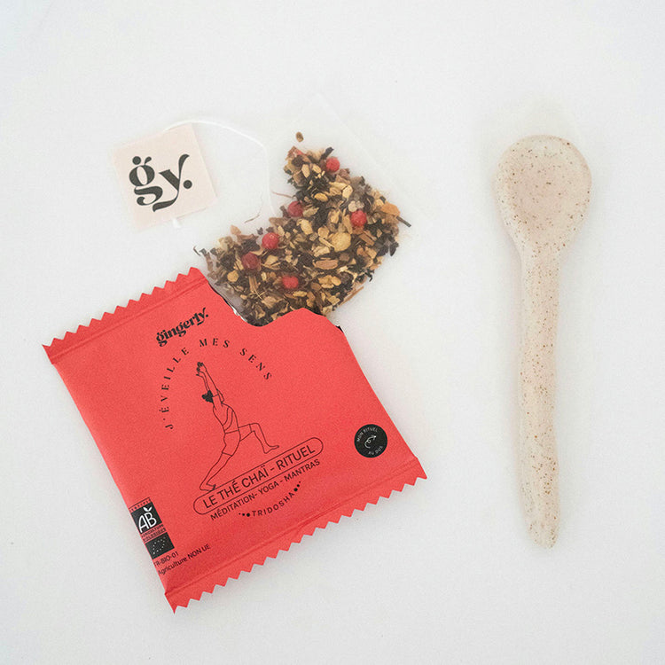 Boite de 12 sachets de thé chaï-rituel J'éveille mes sens Gingerly